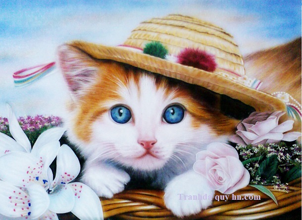 Tranh đá quý chú mèo con xinh xắn